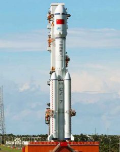 China launches the long march 7 rocket from Hainan