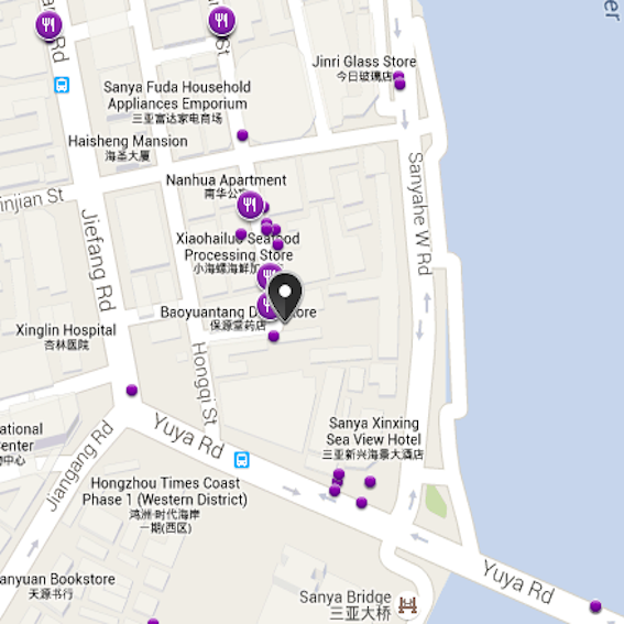 top restaurants in Sanya map