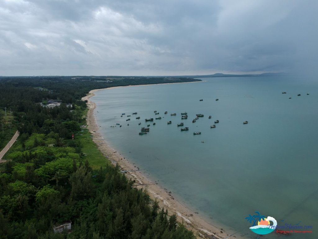 drone photo of beach wenchang hainan island.