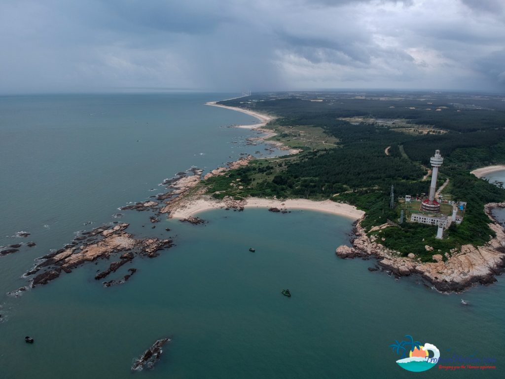 drone photo of beach wenchang hainan island