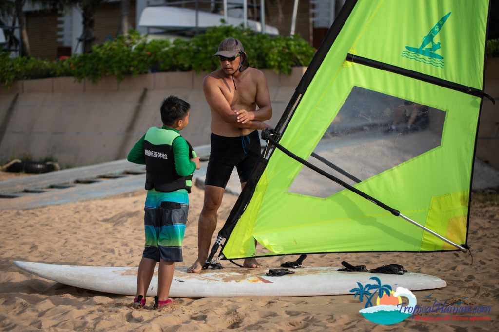 teaching child how to windsurf