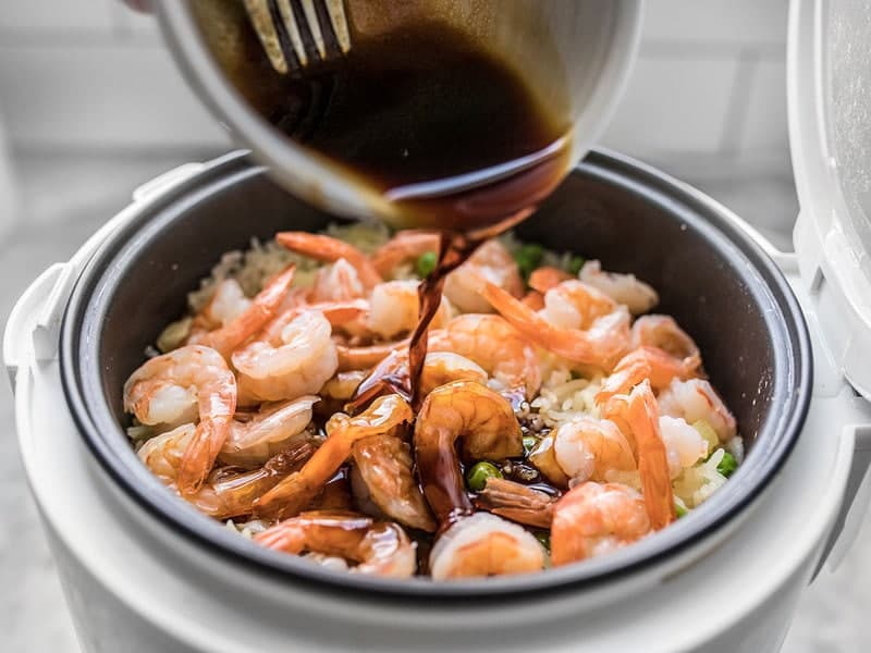 Add the soy sauce to the dish