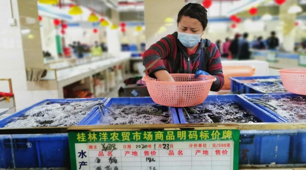 Shrimp seller at Wet market