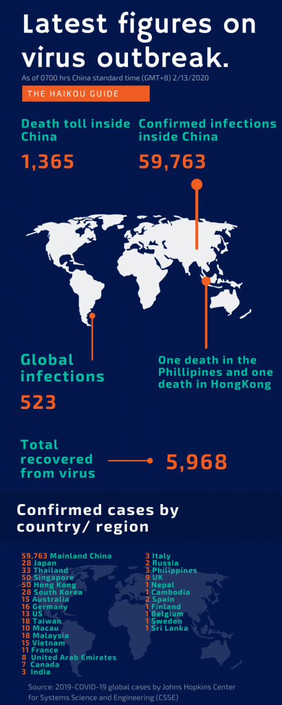 Updated Hainan China wide and global figures 13 02 2020
