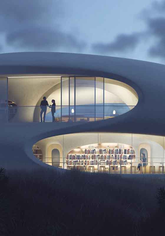 MAD architects unveils plans for 'wormhole library' in Haikou