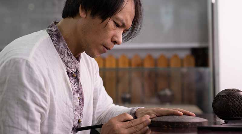 Coconut carving Haikou Hainan Qi lou old town