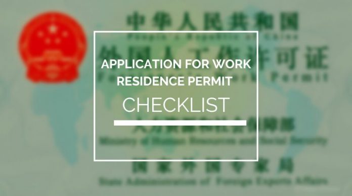 Application for work residence permit checklist