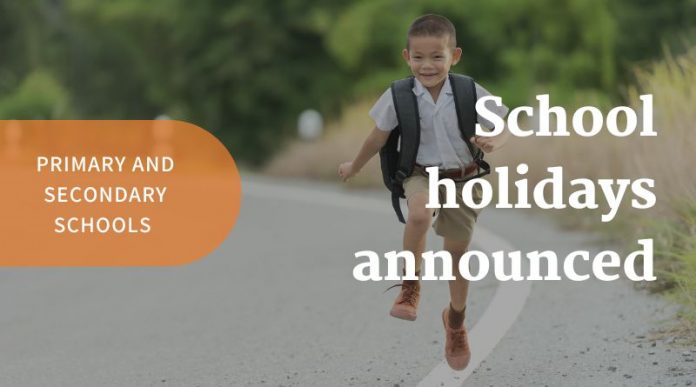 School holidays announced