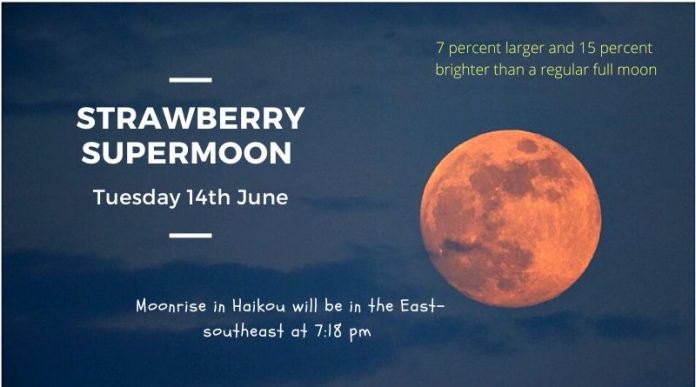 Strawberry supermoon tuesday 14th June