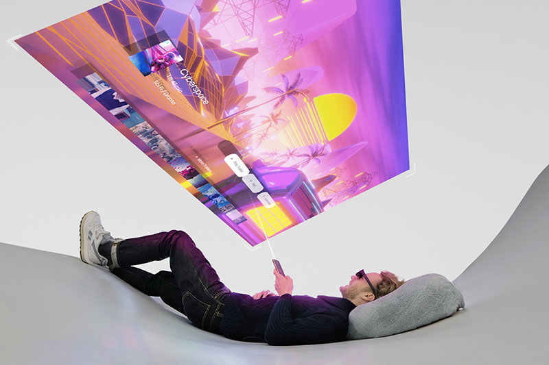 you can play mobile games on a high contrast, micro-OLED, over 200-inch screen that supports over 16 million colours