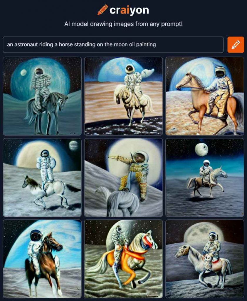 an astronaut riding a horse standing on the moon oil painting