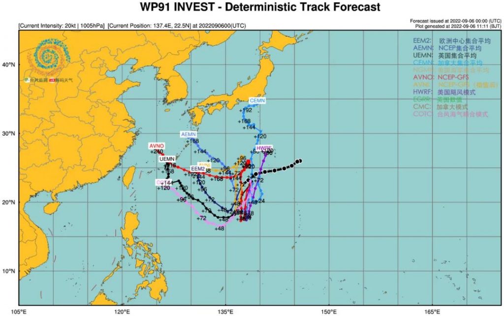 Predicted future paths of 91W and 92W