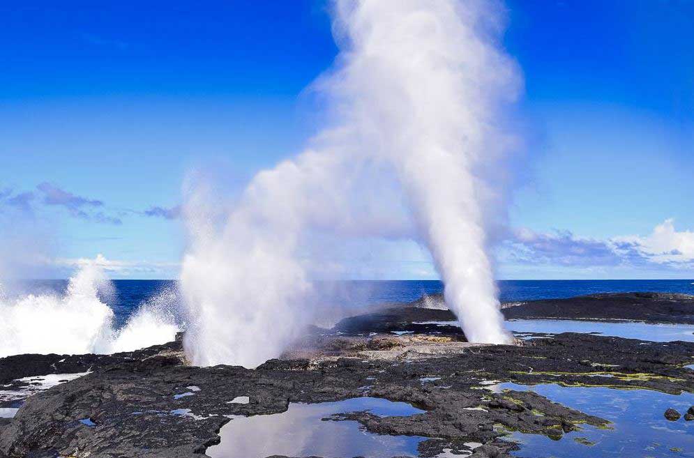 The Alofaaga Blowholes are located on the island of Savai'i
