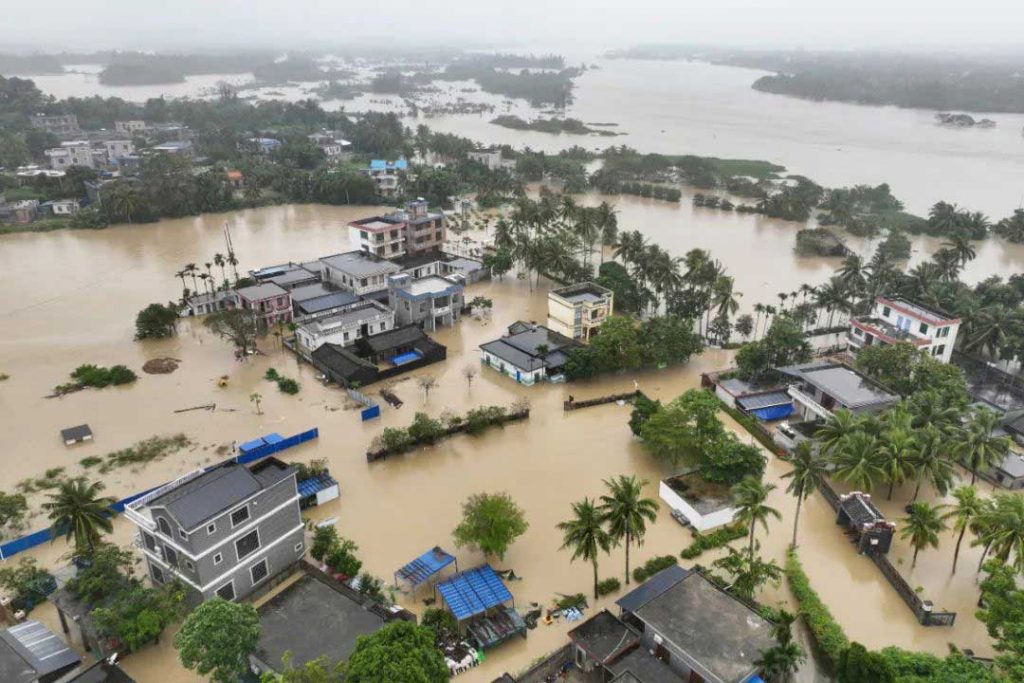 Farmland and houses have been submerged under water