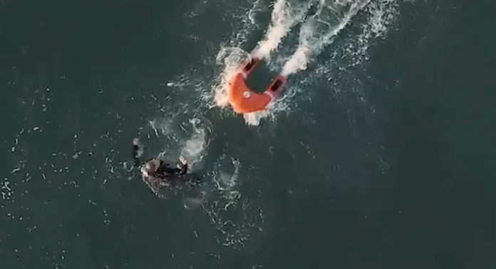 Robot Lifebuoy Deployed in Sea Rescue Mission off Coast of Hainan