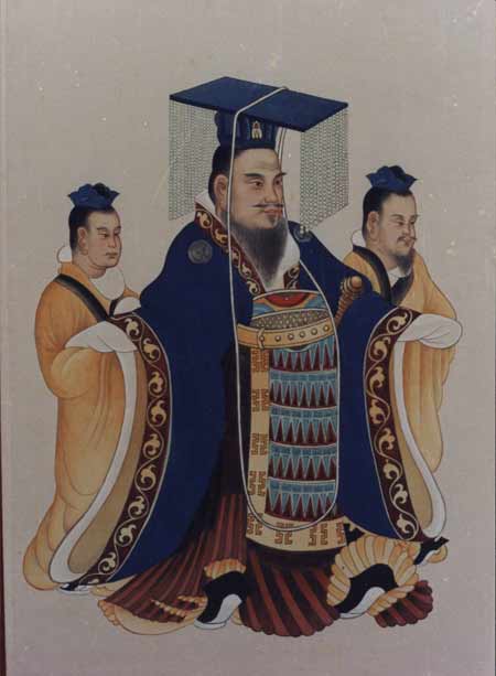 Emperor Wu with two attendants